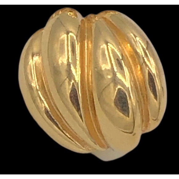 St John Clip On Earrings Gold Tone Chunky Huge Puffy Statement 1980s Jewelry - Picture 8 of 8